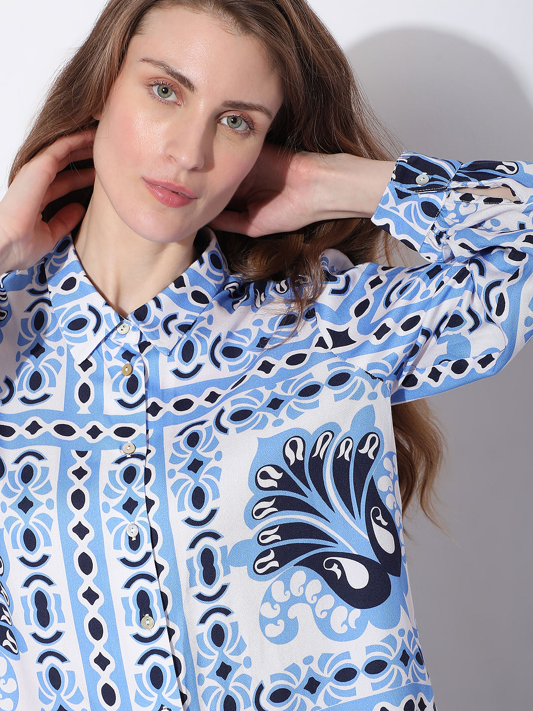 Blue Abstract Print Shirt