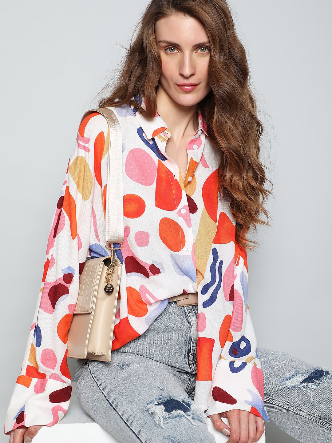 Orange Abstract Print Shirt
