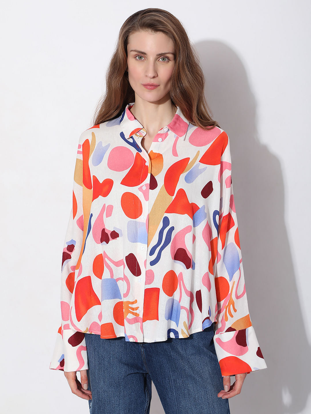 Orange Abstract Print Shirt
