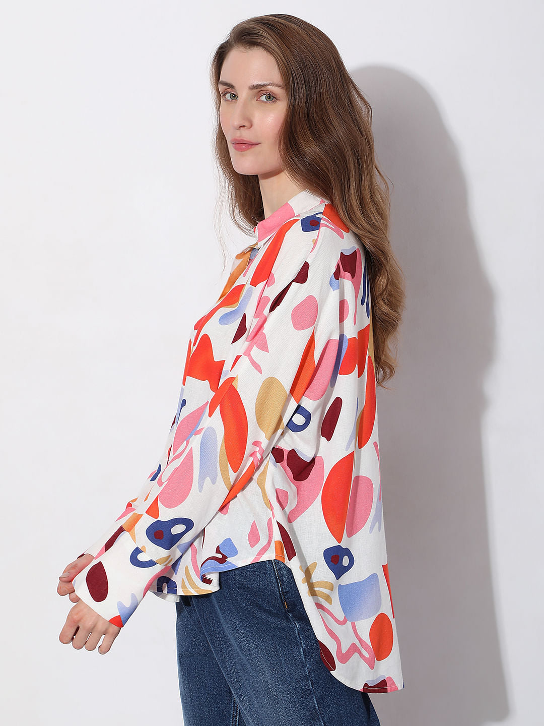 Orange Abstract Print Shirt