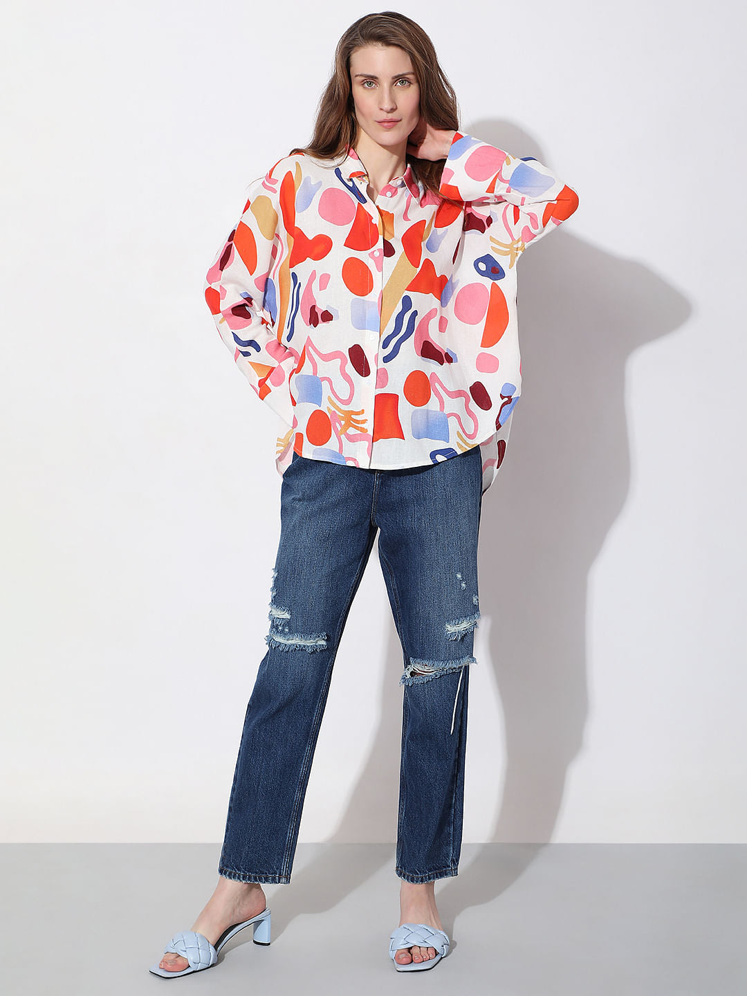 Orange Abstract Print Shirt