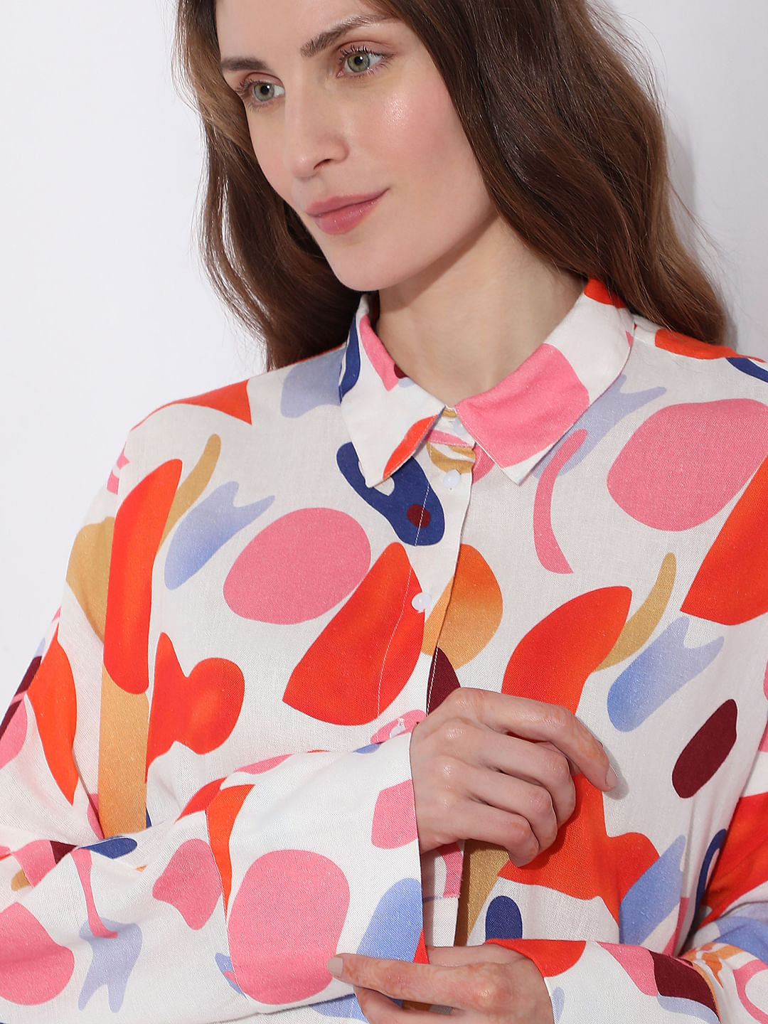 Orange Abstract Print Shirt