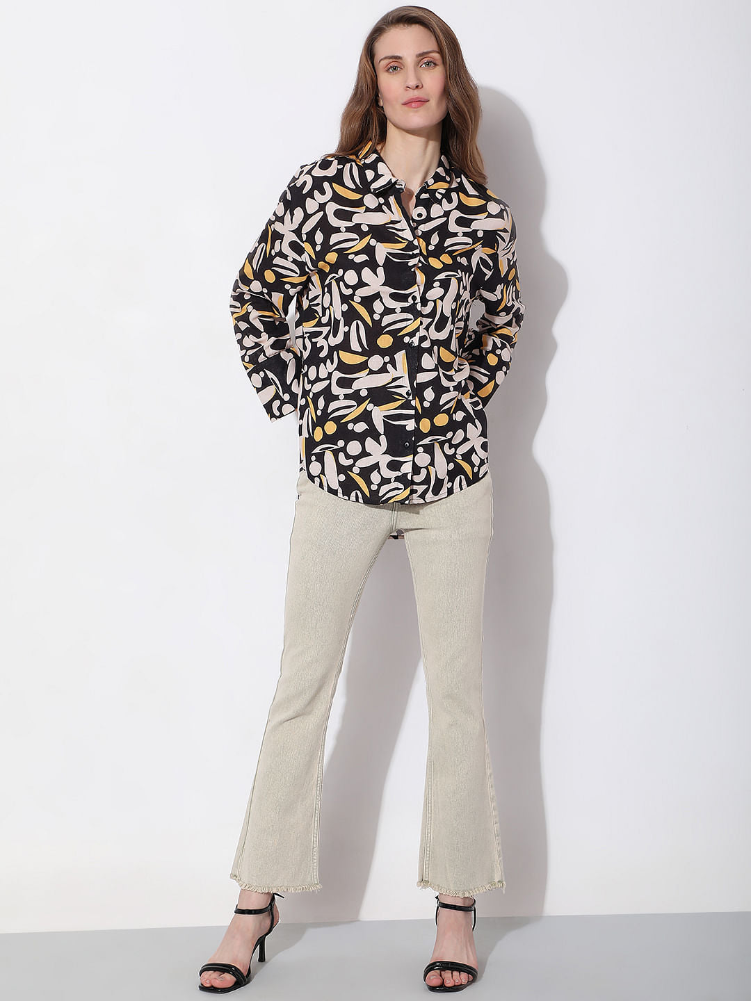 Black Printed Full Sleeves Shirt