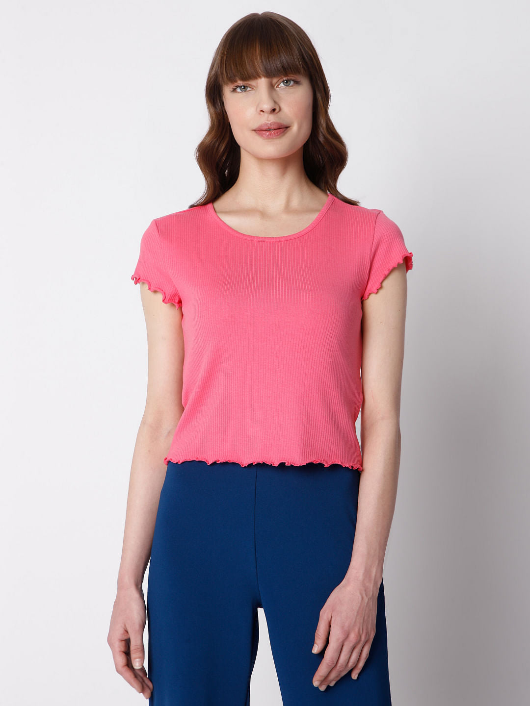 Pink Rib Knit Top