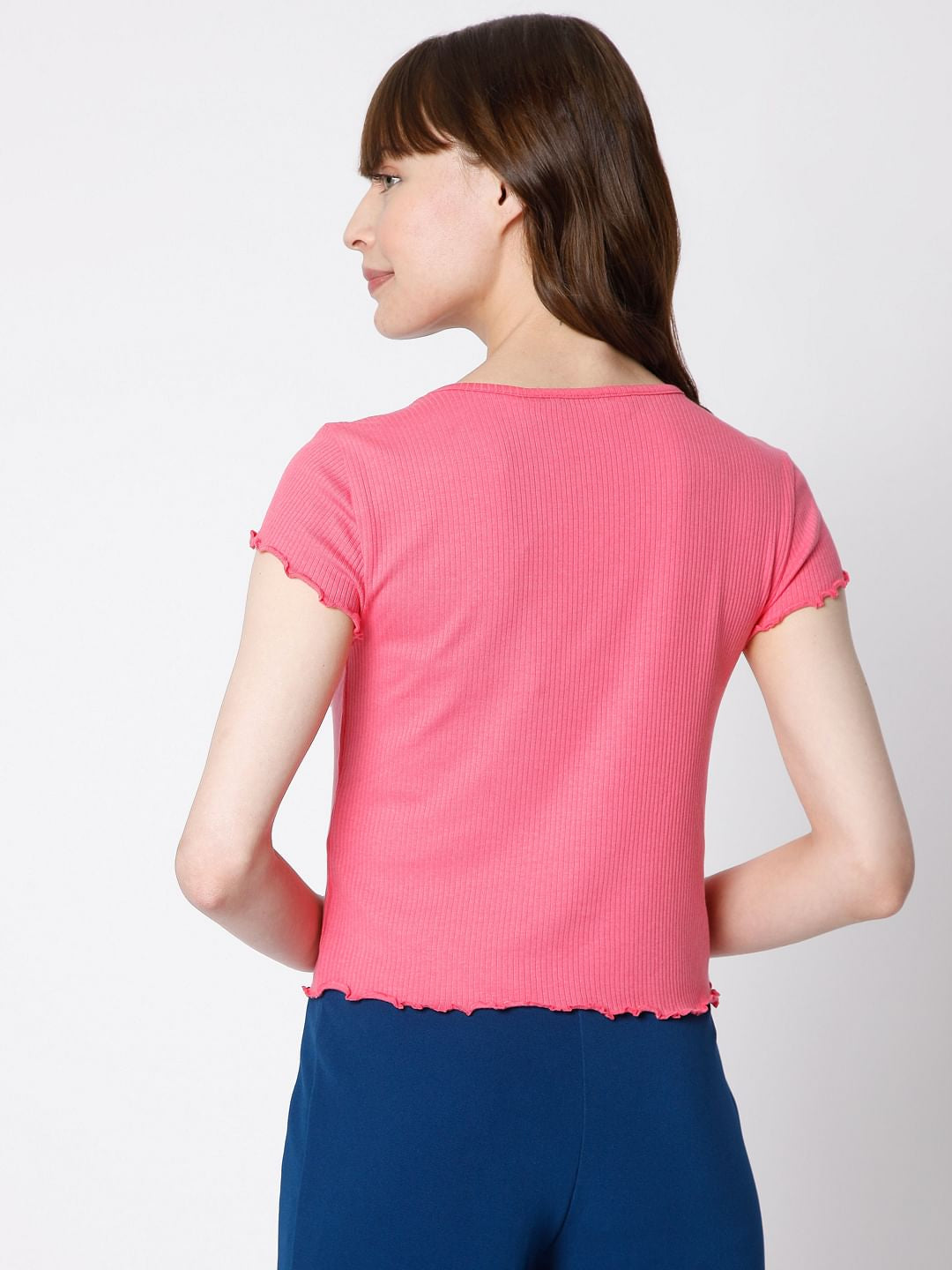 Pink Rib Knit Top