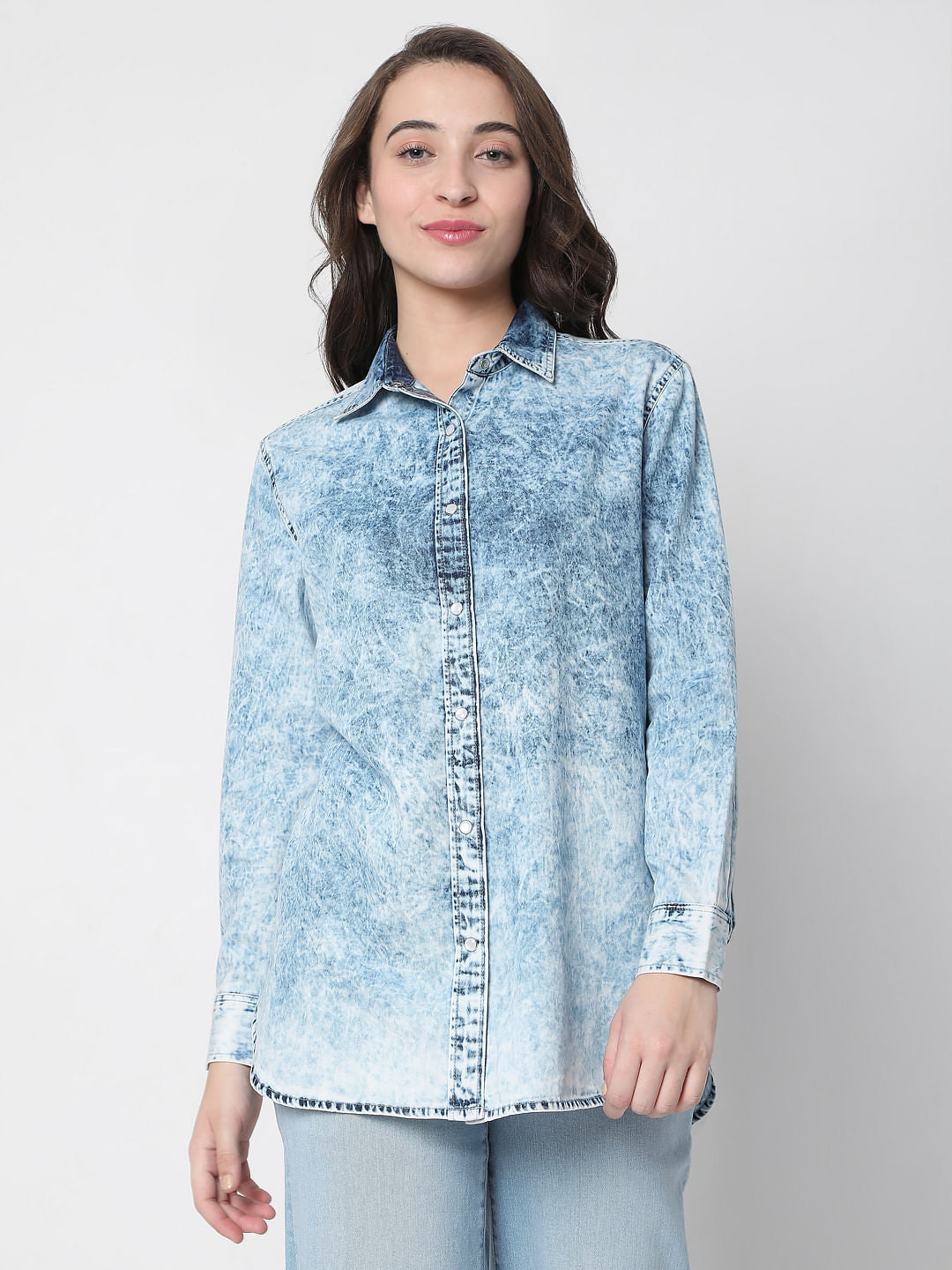 Blue Acid Washed Denim Shirt