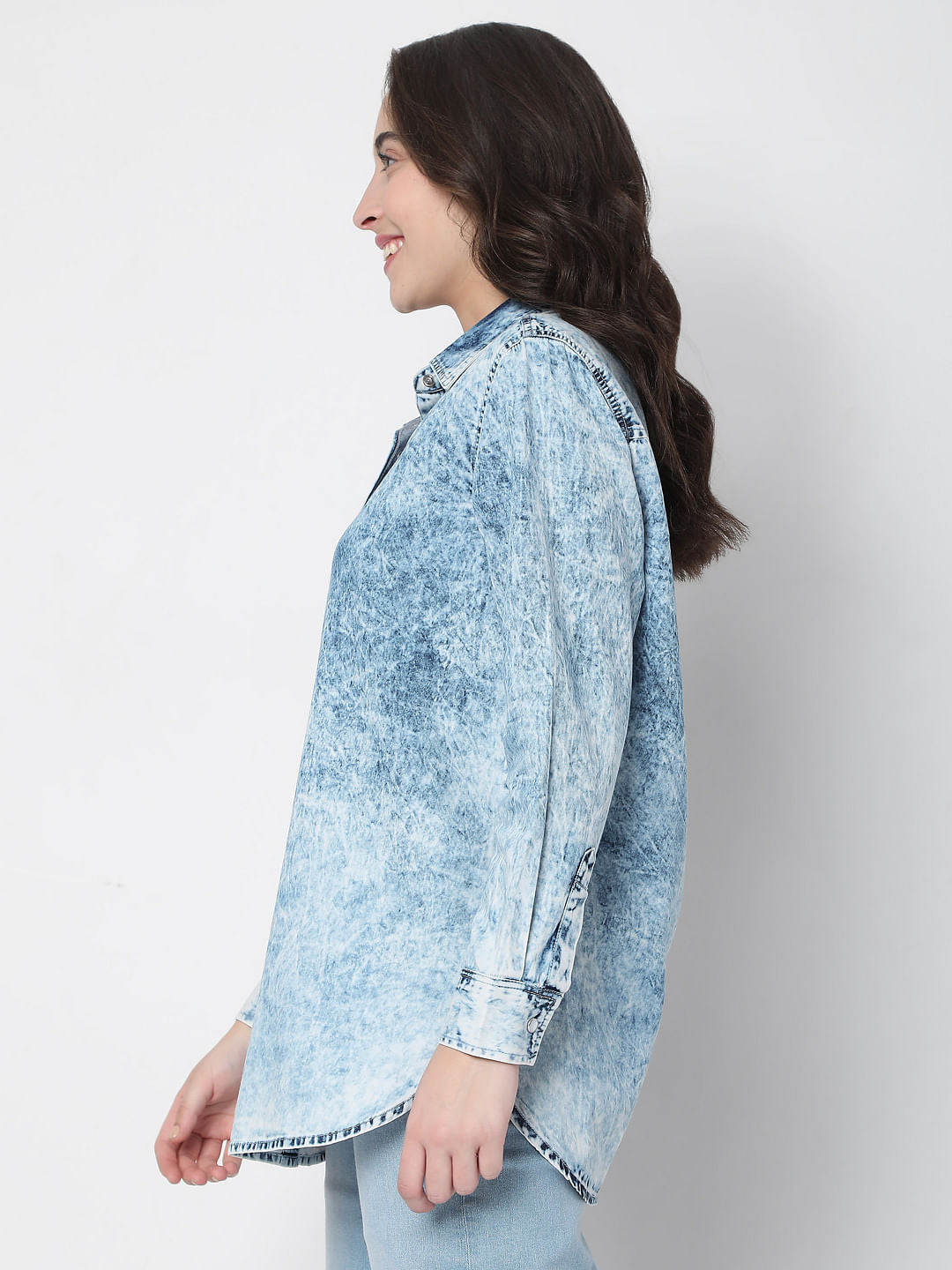 Blue Acid Washed Denim Shirt