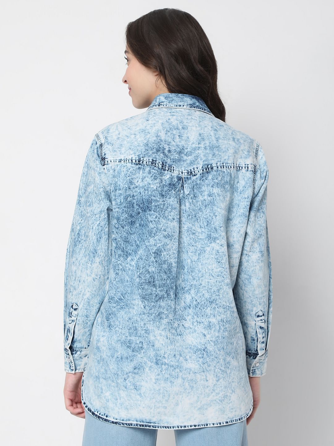 Blue Acid Washed Denim Shirt