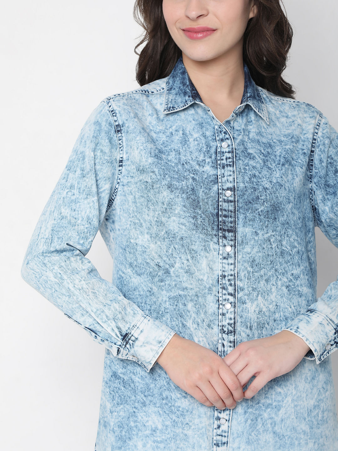 Blue Acid Washed Denim Shirt