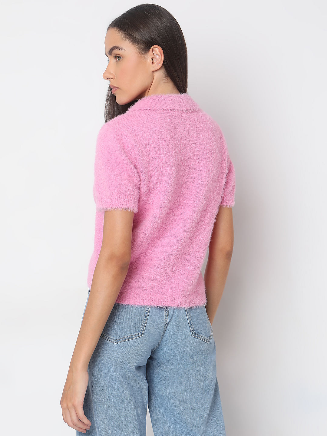 Pink Polo Neck Pullover
