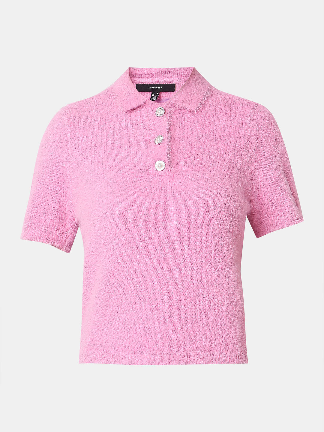 Pink Polo Neck Pullover