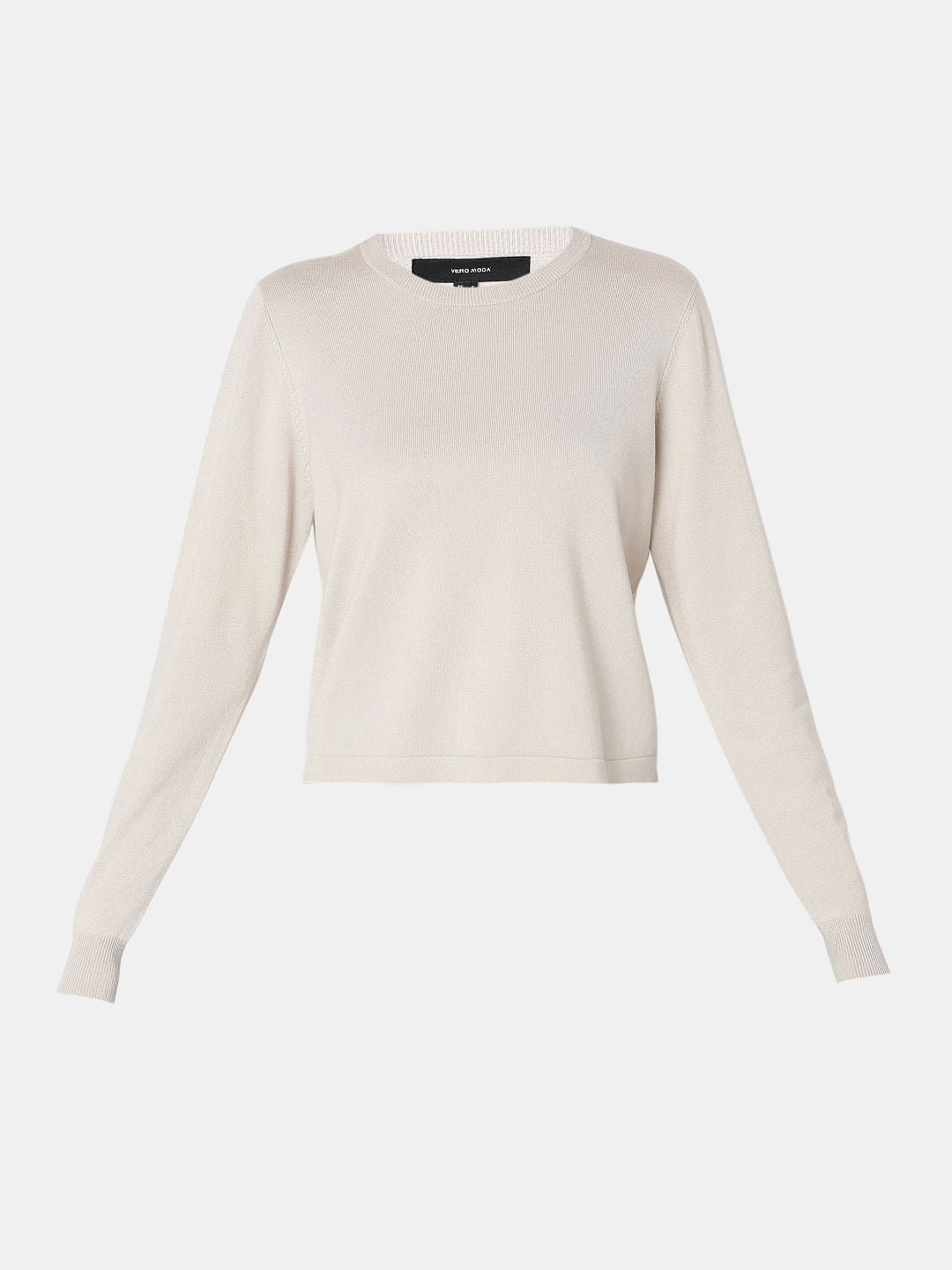 White O-Neck Short Pullover