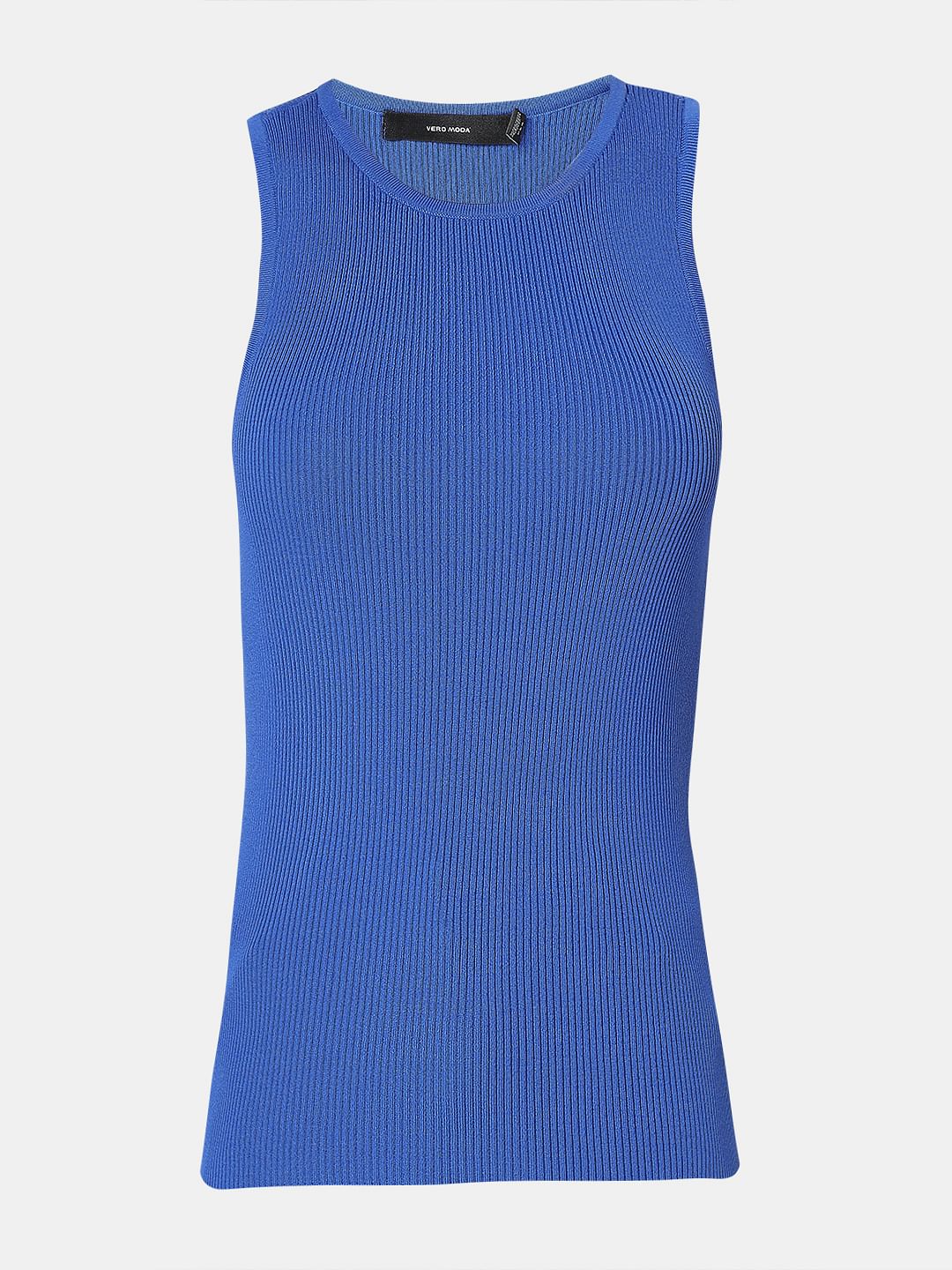 Blue Ribbed Tank Top