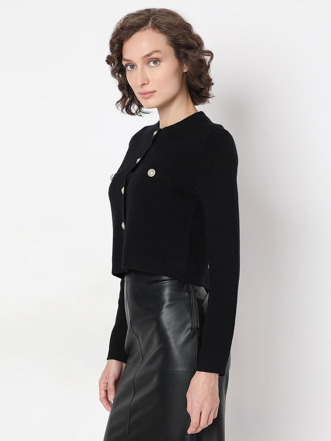 Black With Golden Button Cardigan