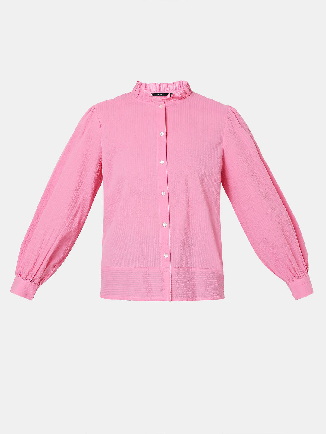 Pink Textured High Neck Shirt