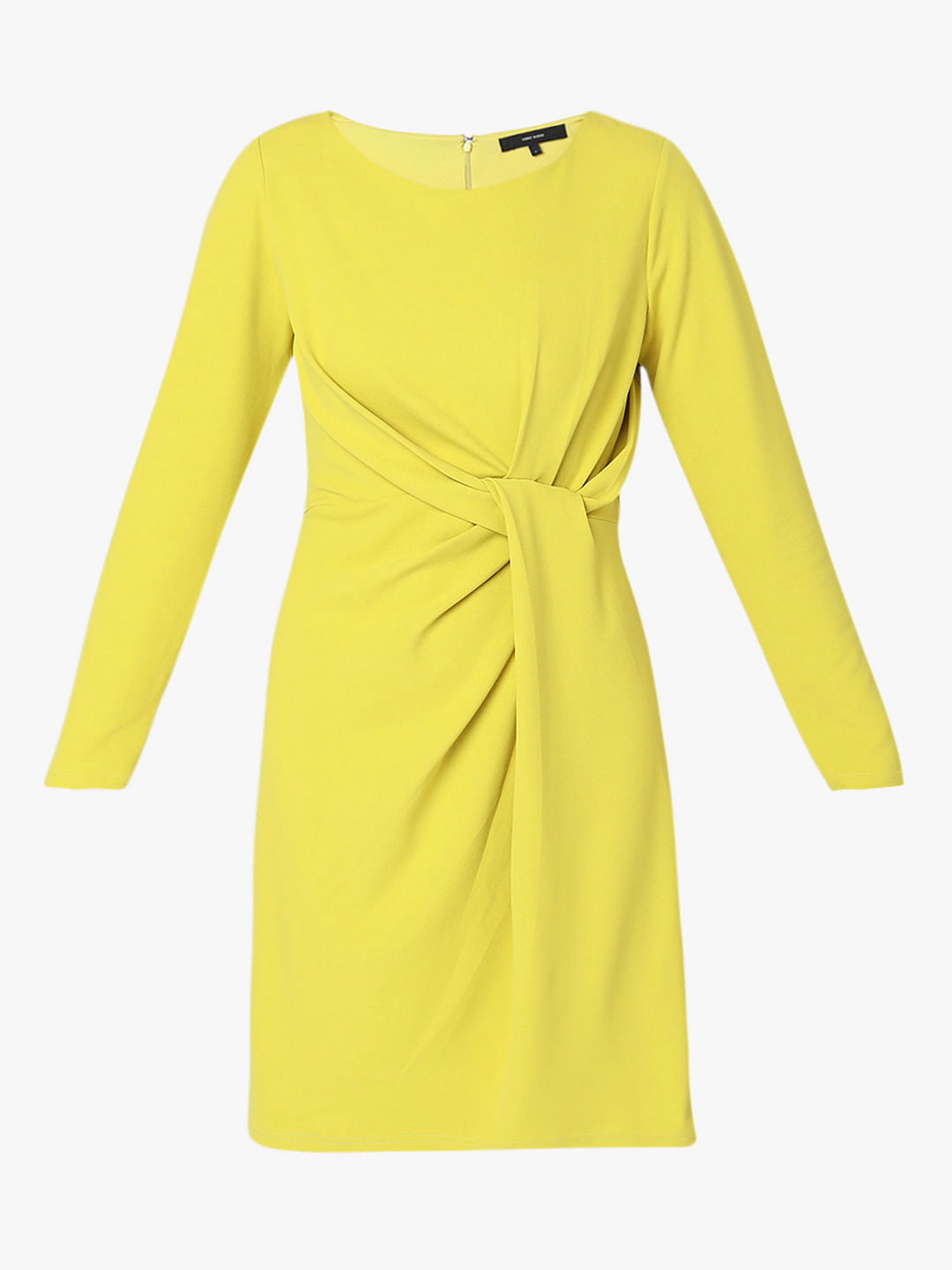 Lemon Yellow Twist Knot Shift Dress