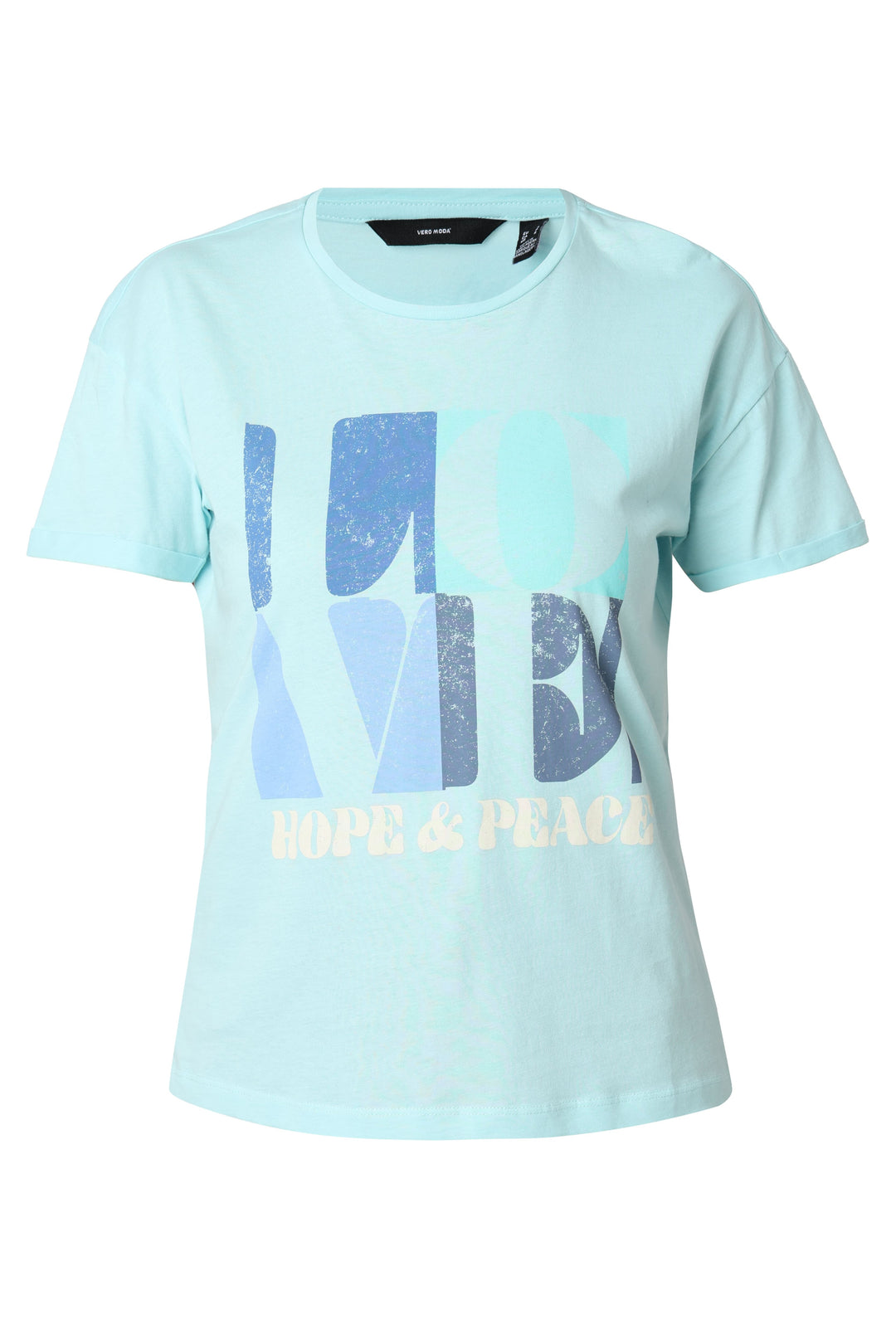 Blue Printed Cotton T-Shirt