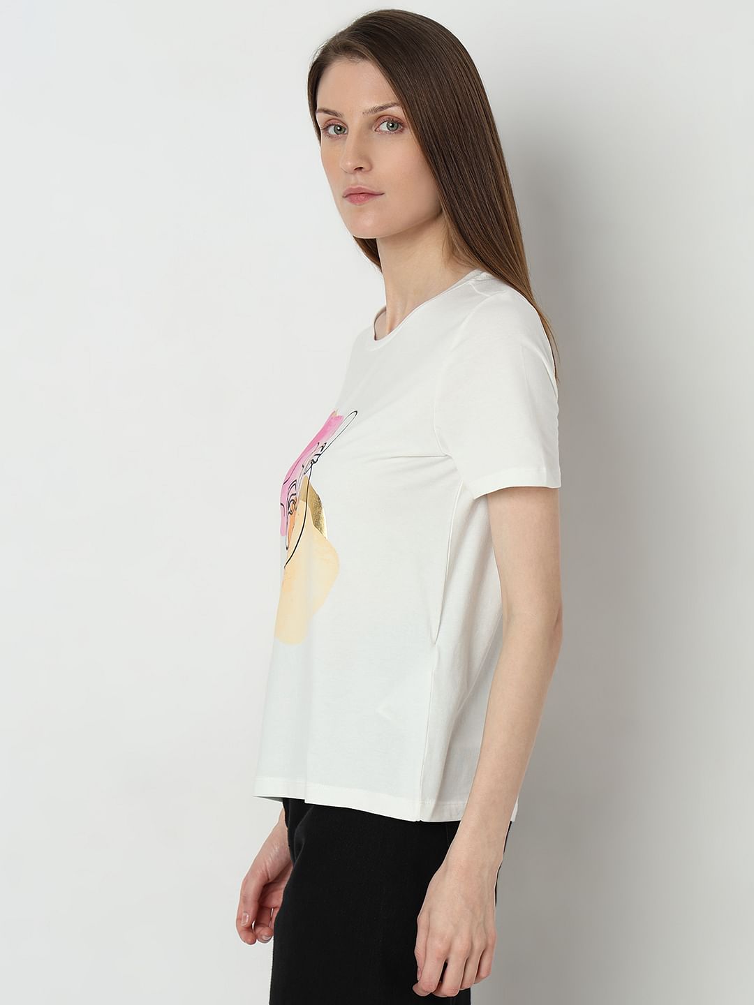 White Graphic Print T-Shirt