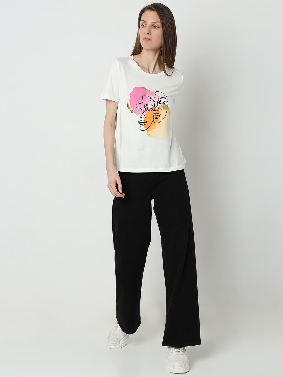 White Graphic Print T-Shirt