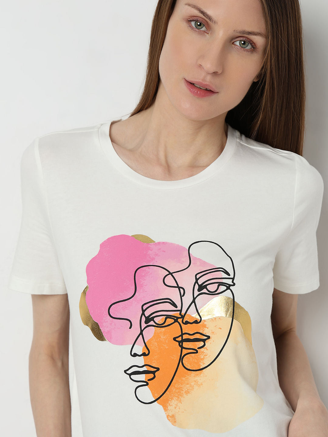 White Graphic Print T-Shirt