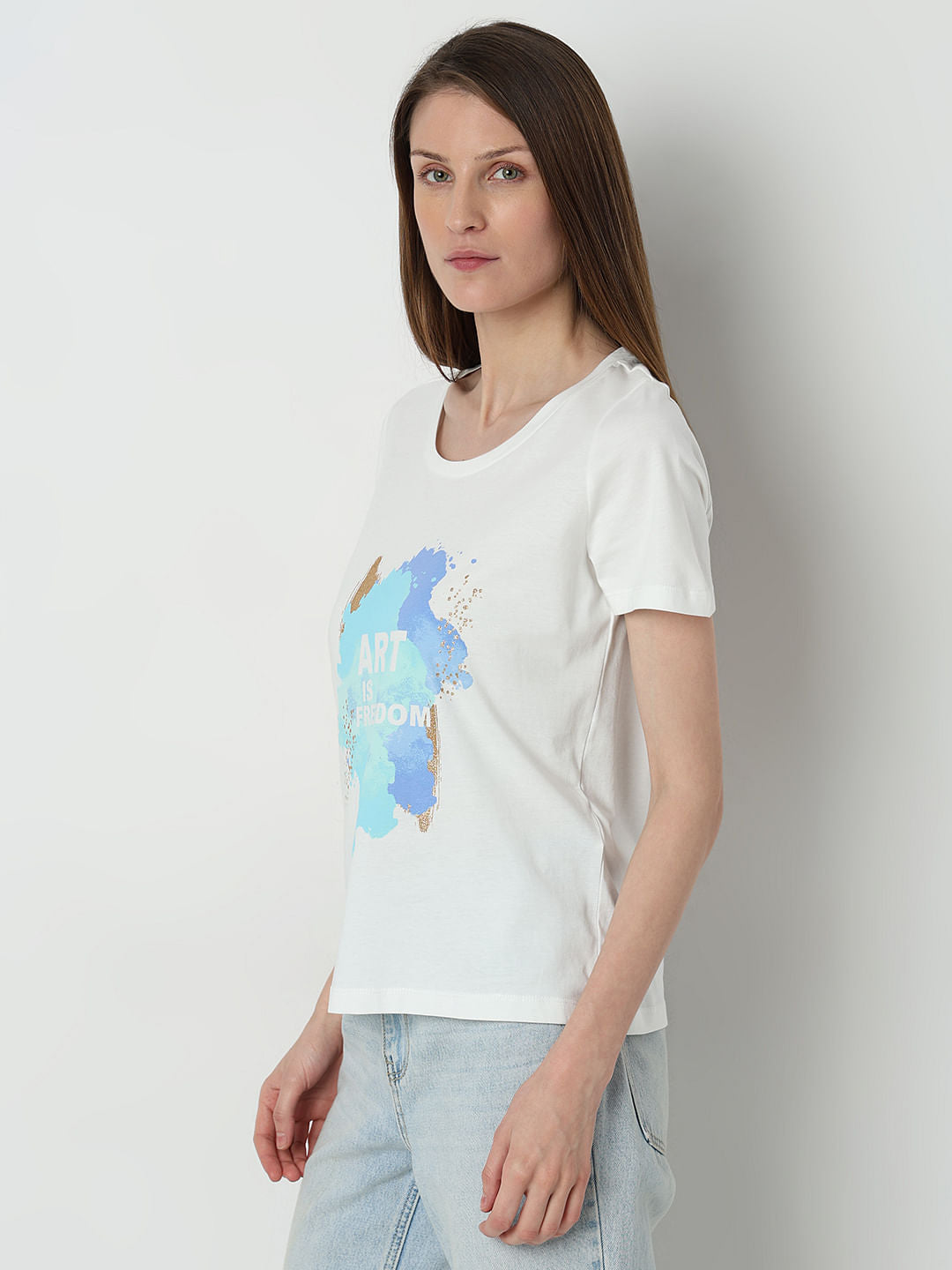 White Graphic Print T-Shirt