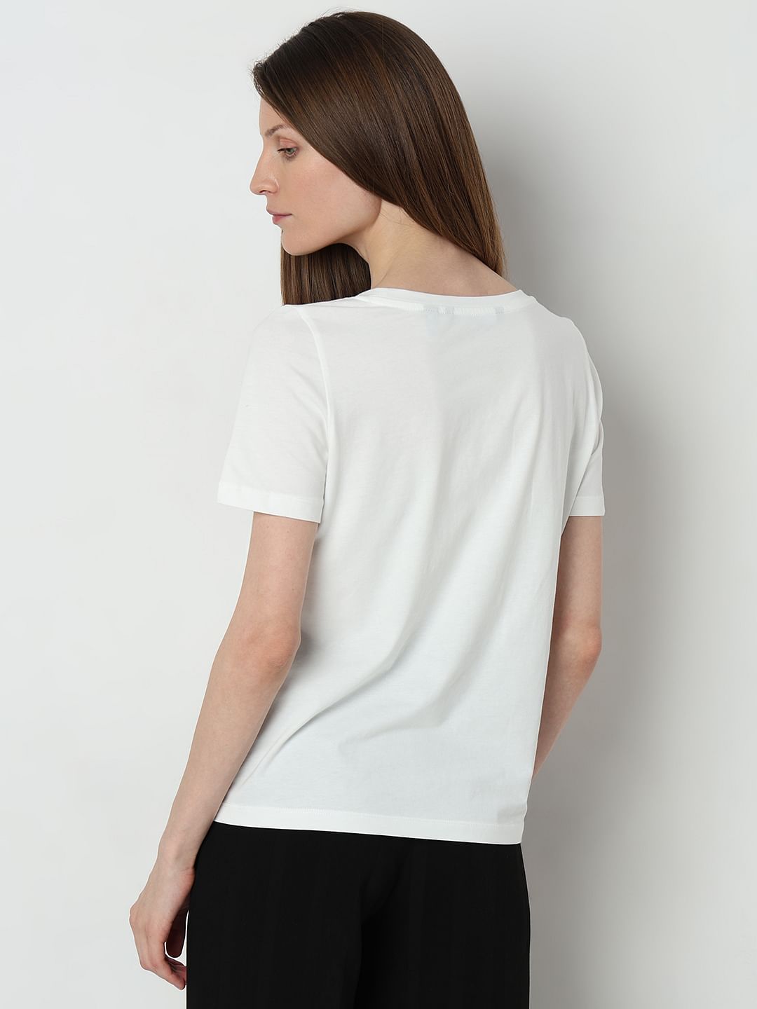 White Foil Graphic Print T-Shirt