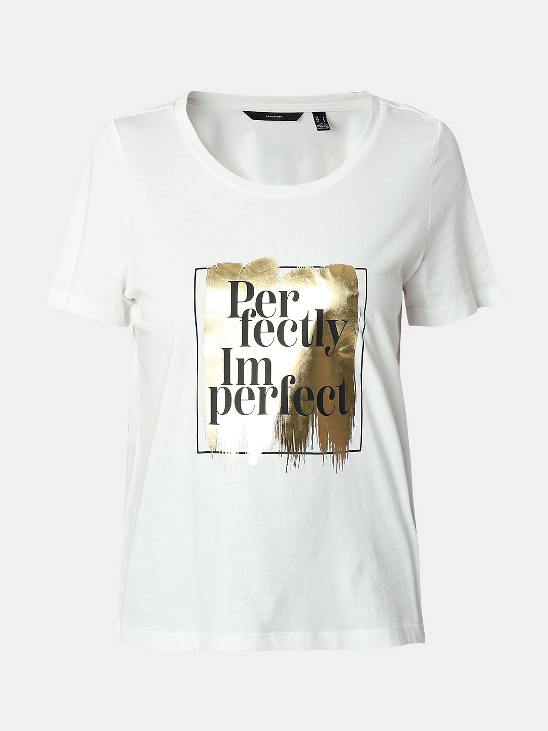 White Foil Graphic Print T-Shirt