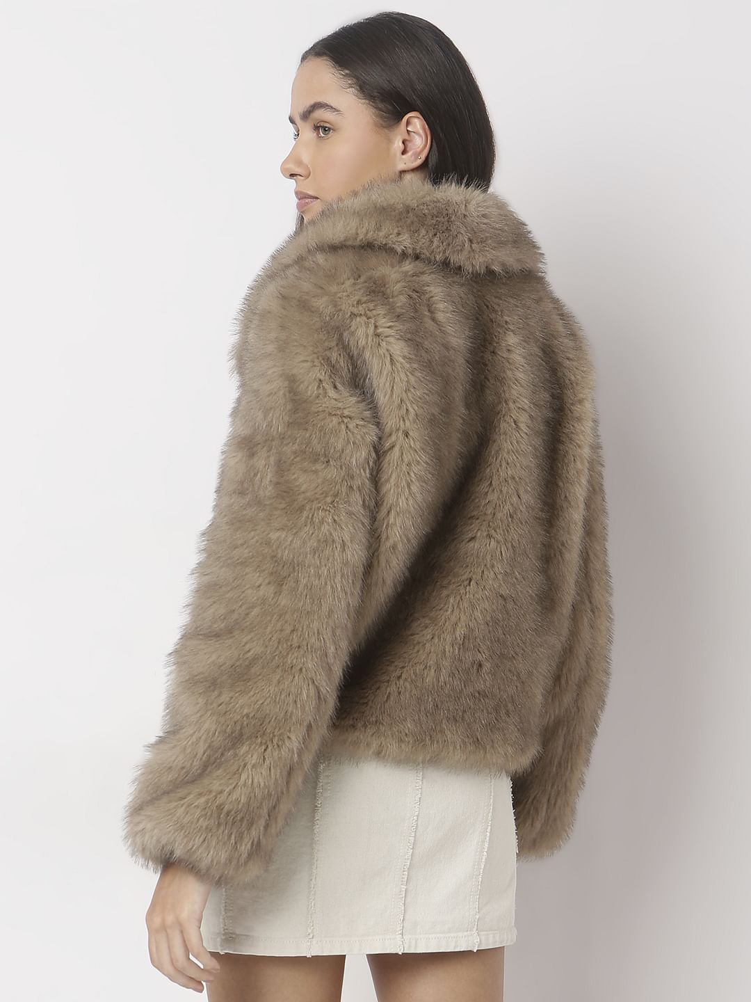 Light Brown Faux Fur Jacket
