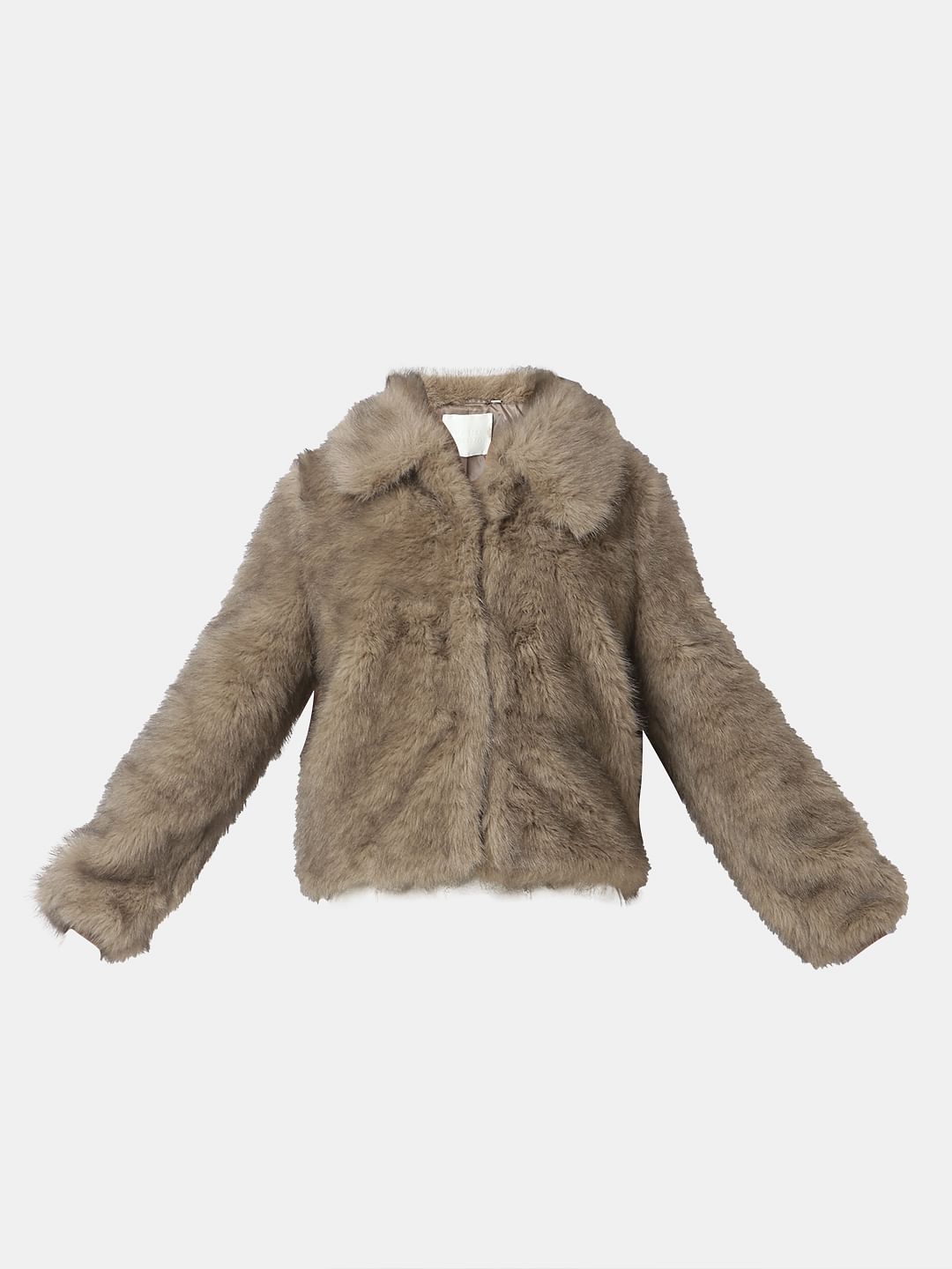 Light Brown Faux Fur Jacket