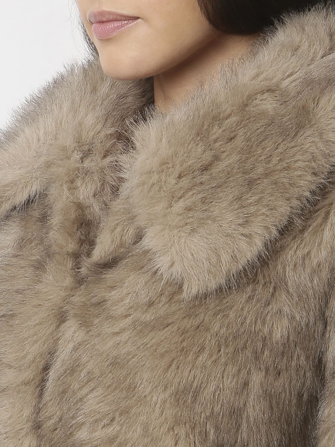 Light Brown Faux Fur Jacket