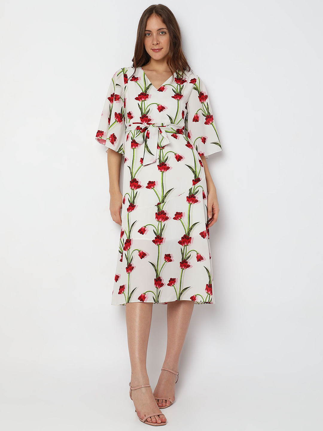 White Floral Fit & Flare Dress