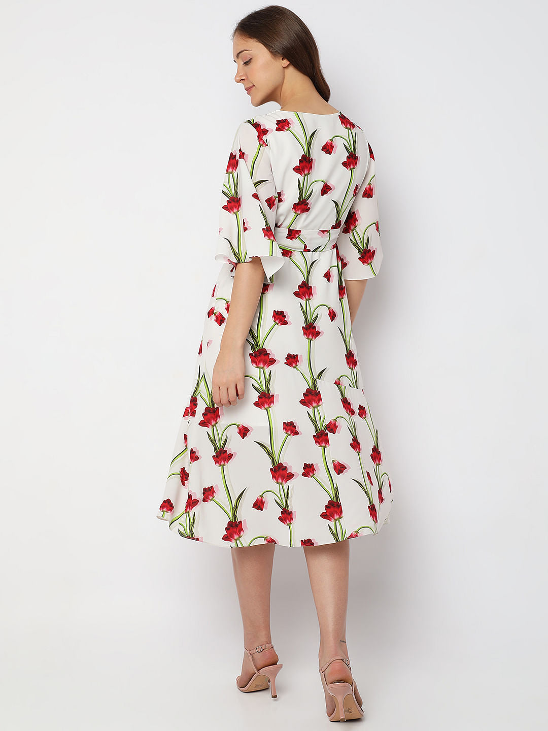 White Floral Fit & Flare Dress