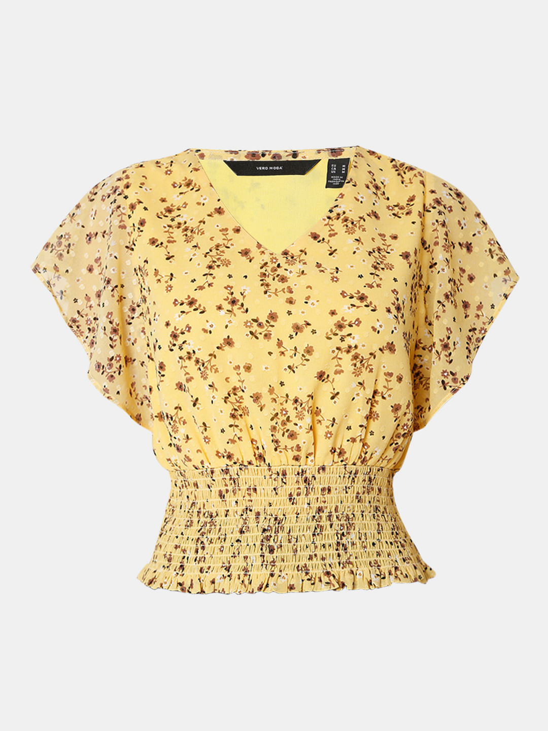 Yellow Floral Smocked Top