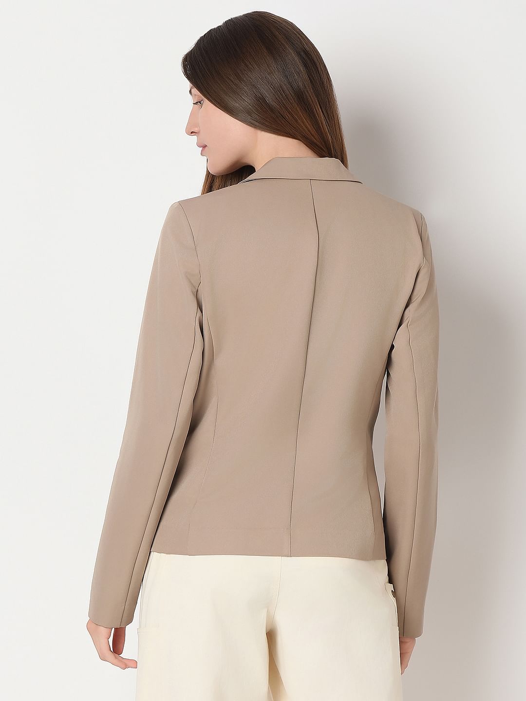 Beige Single Breasted Blazer