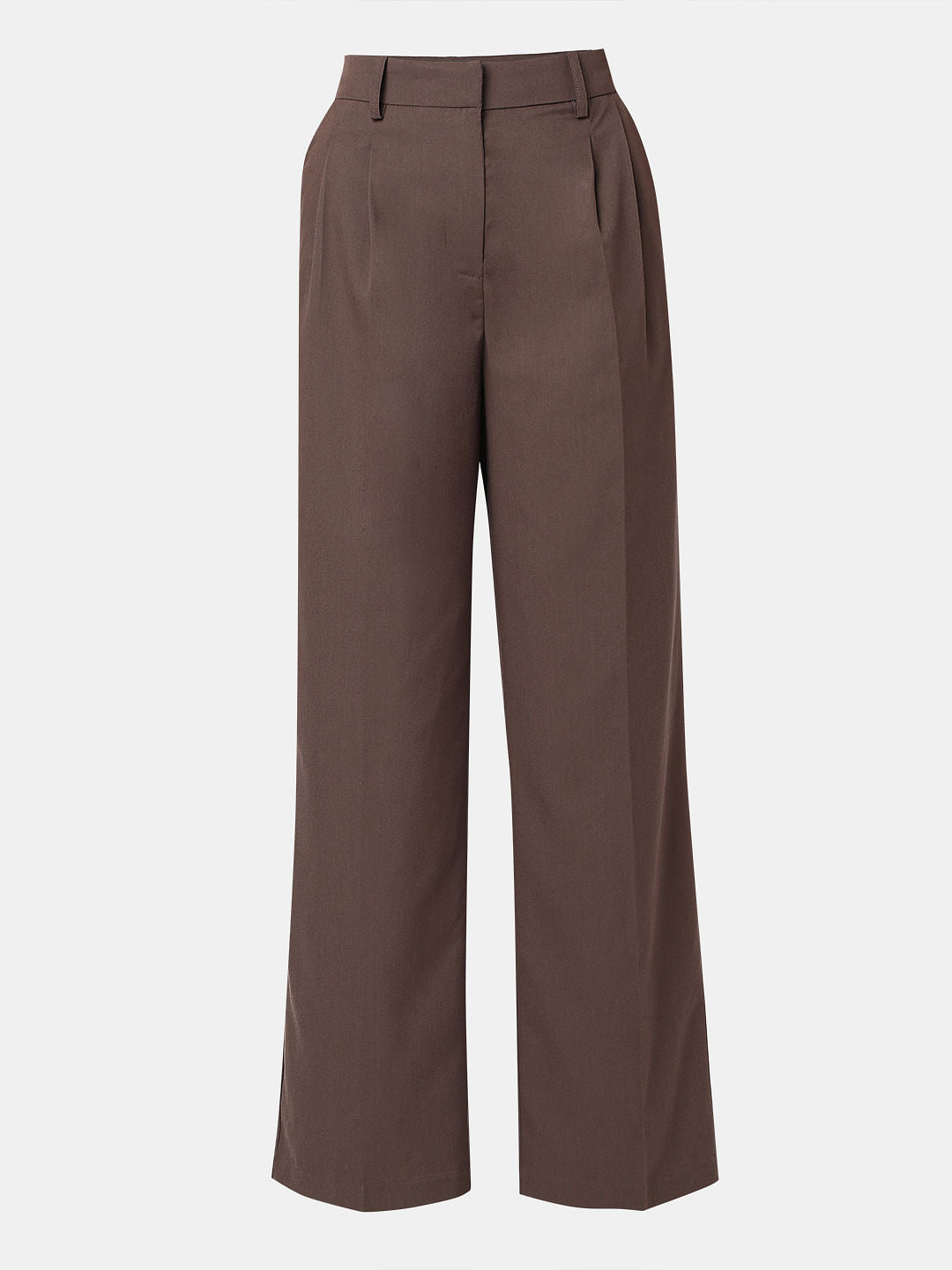 Brown Mid Rise Wide Leg Dad Pants