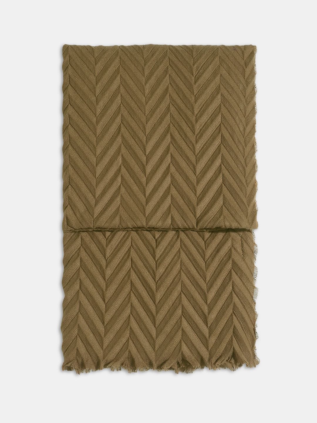 Mustard Brown Woven Structured Scarf