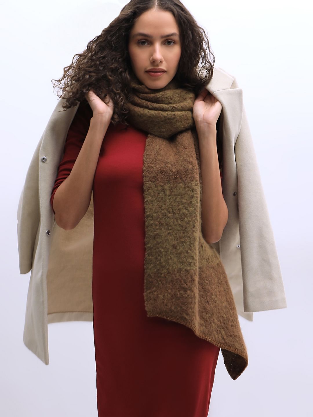 Brown Textured Scarf