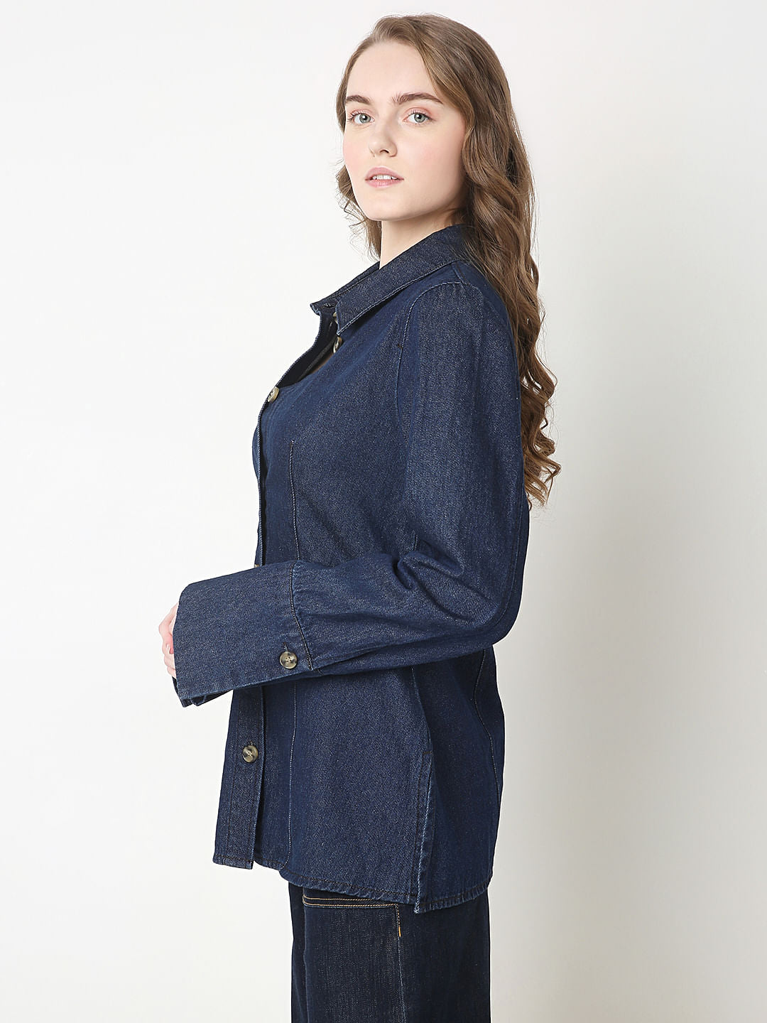 Dark Blue Denim Shacket