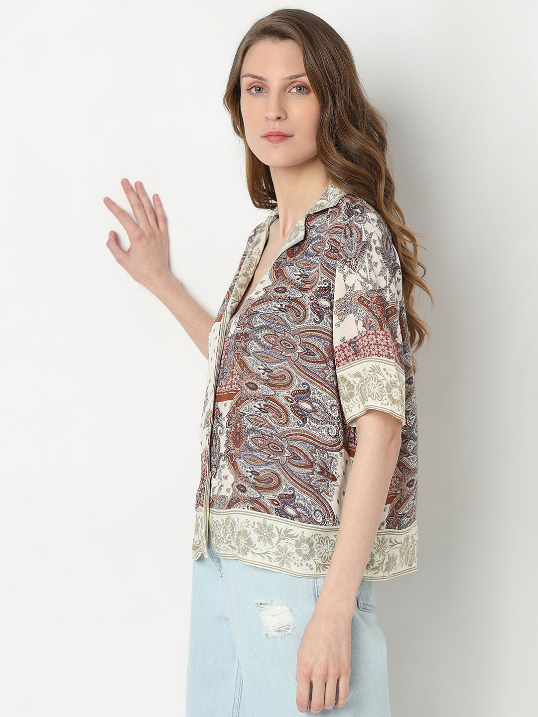Brown Paisley Printed Shirt