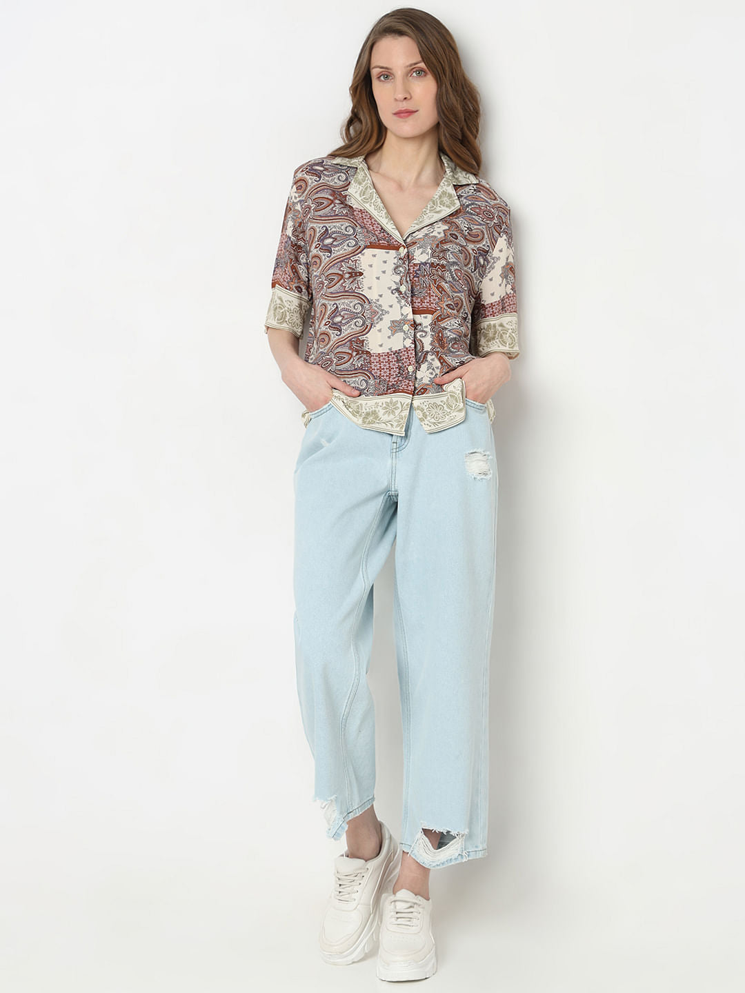 Brown Paisley Printed Shirt