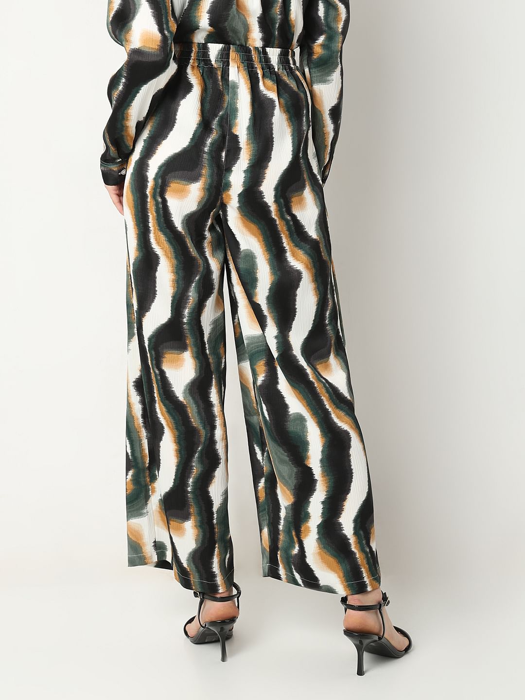 White Mid Rise Printed Pants