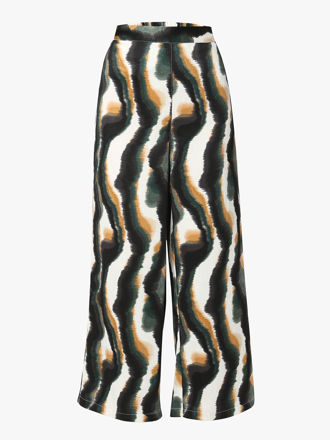 White Mid Rise Printed Pants