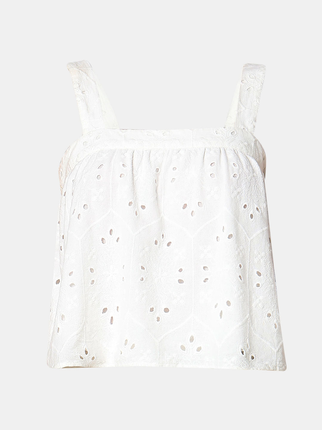 White Schiffli Co-Ord Set Top