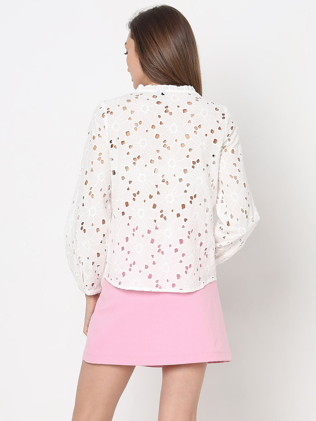 White Cut-Work Cotton Shirt