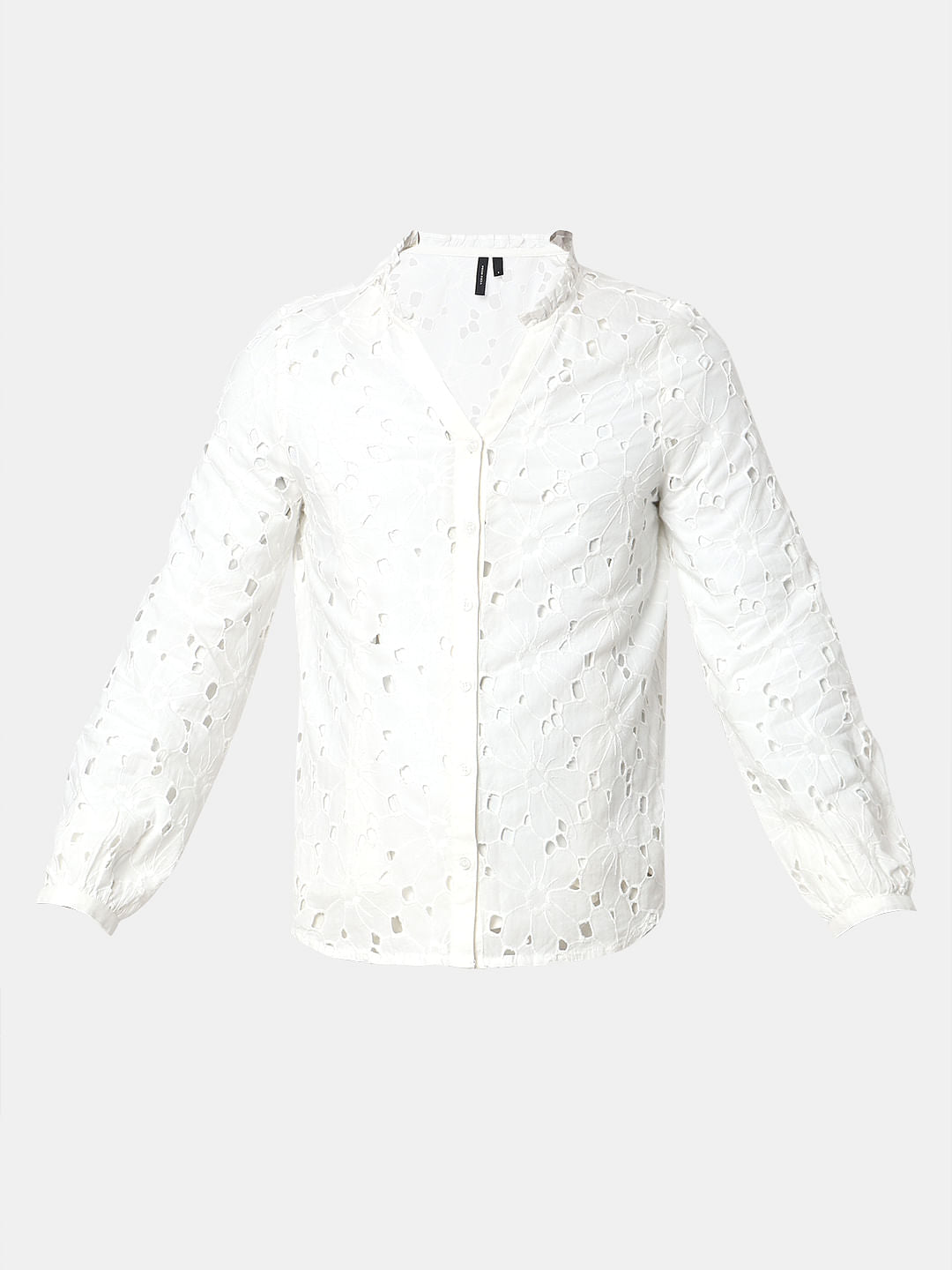 White Cut-Work Cotton Shirt