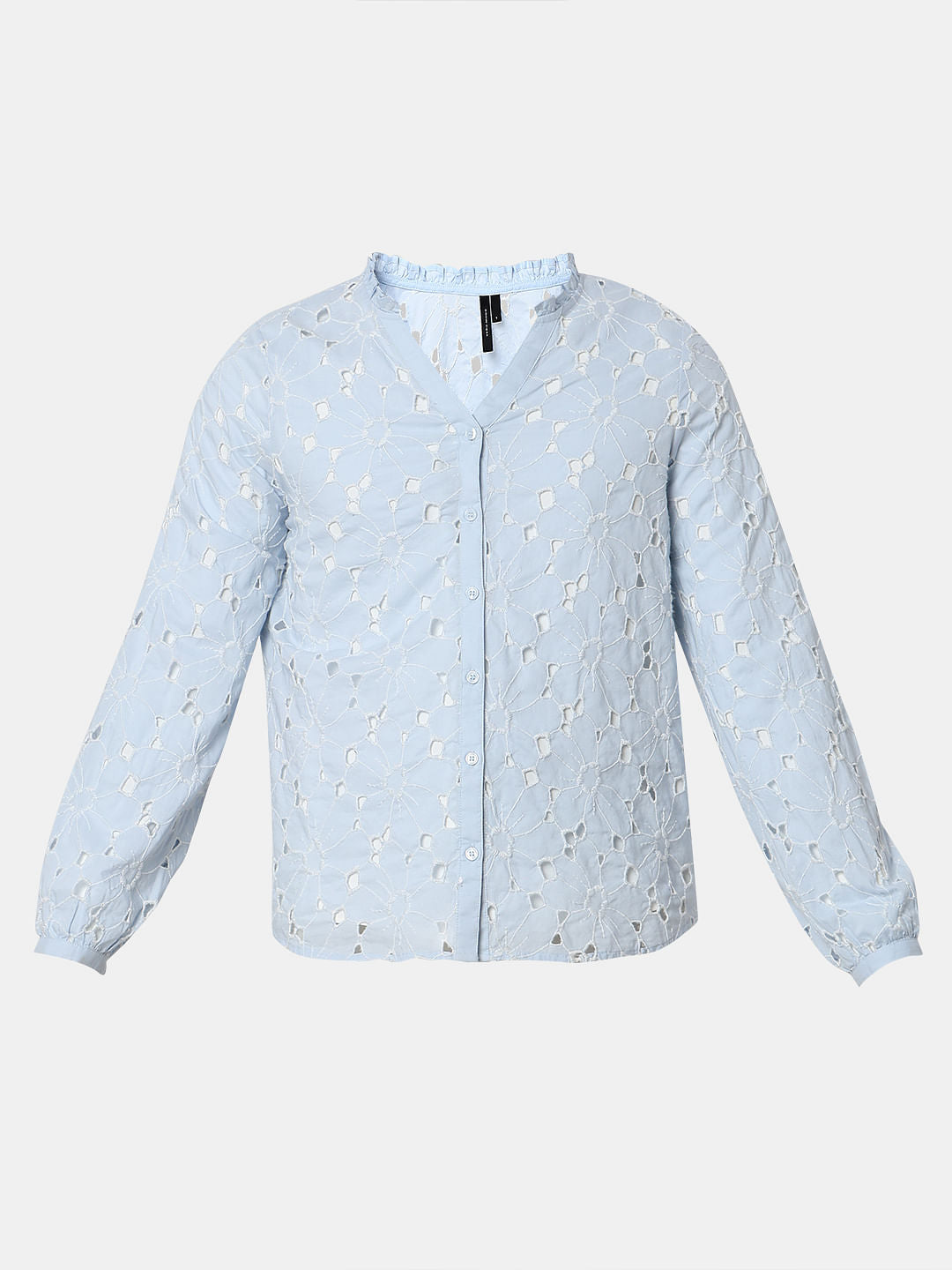 Light Blue Floral Cut-Out Top