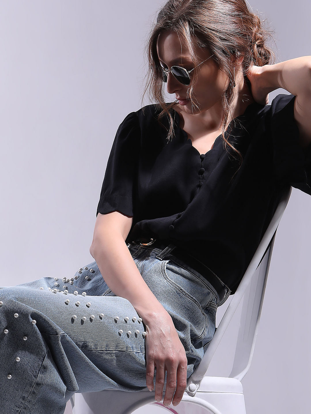 Black Short Sleeves Top