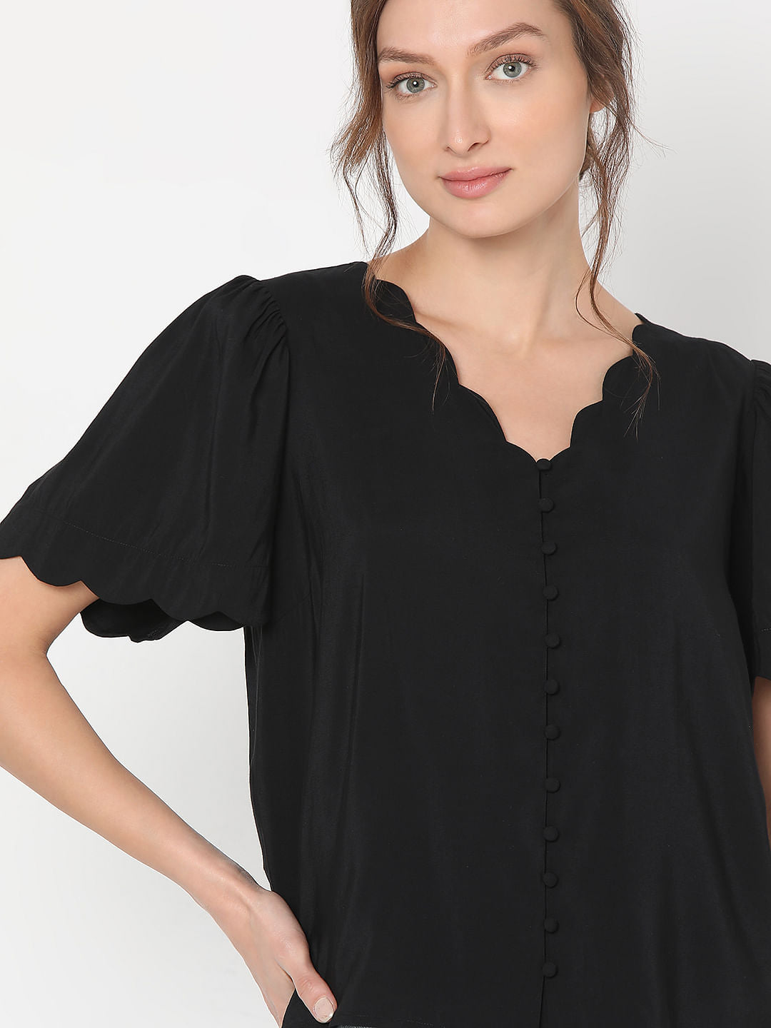 Black Short Sleeves Top