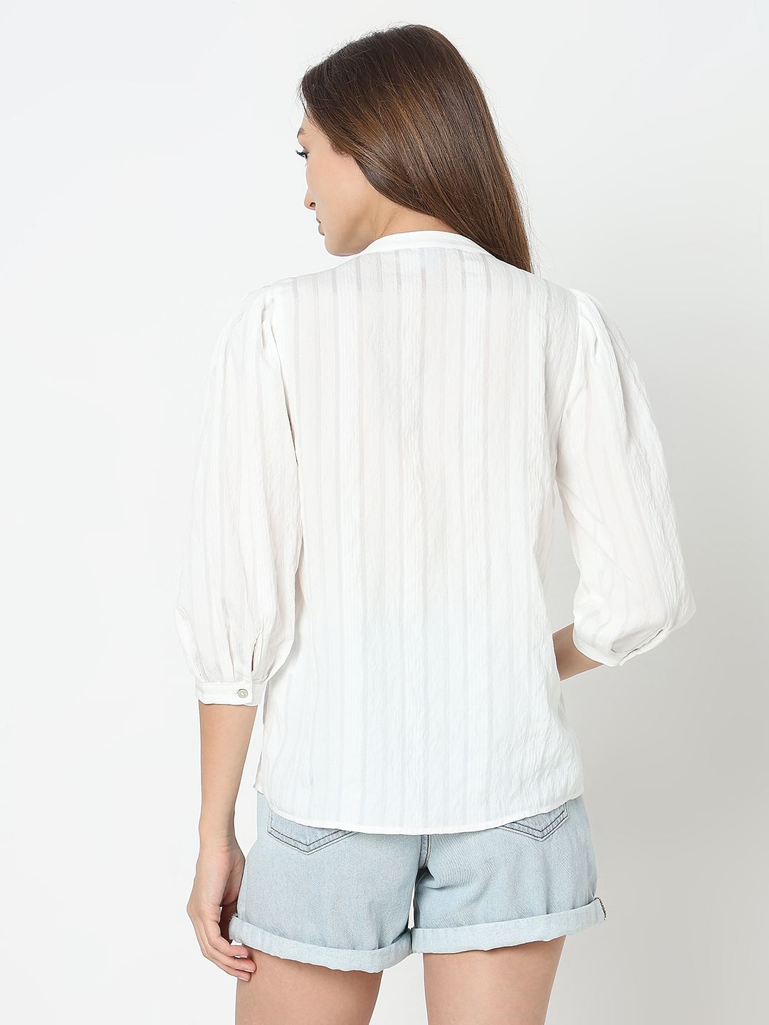 White Pintuck Detail Top