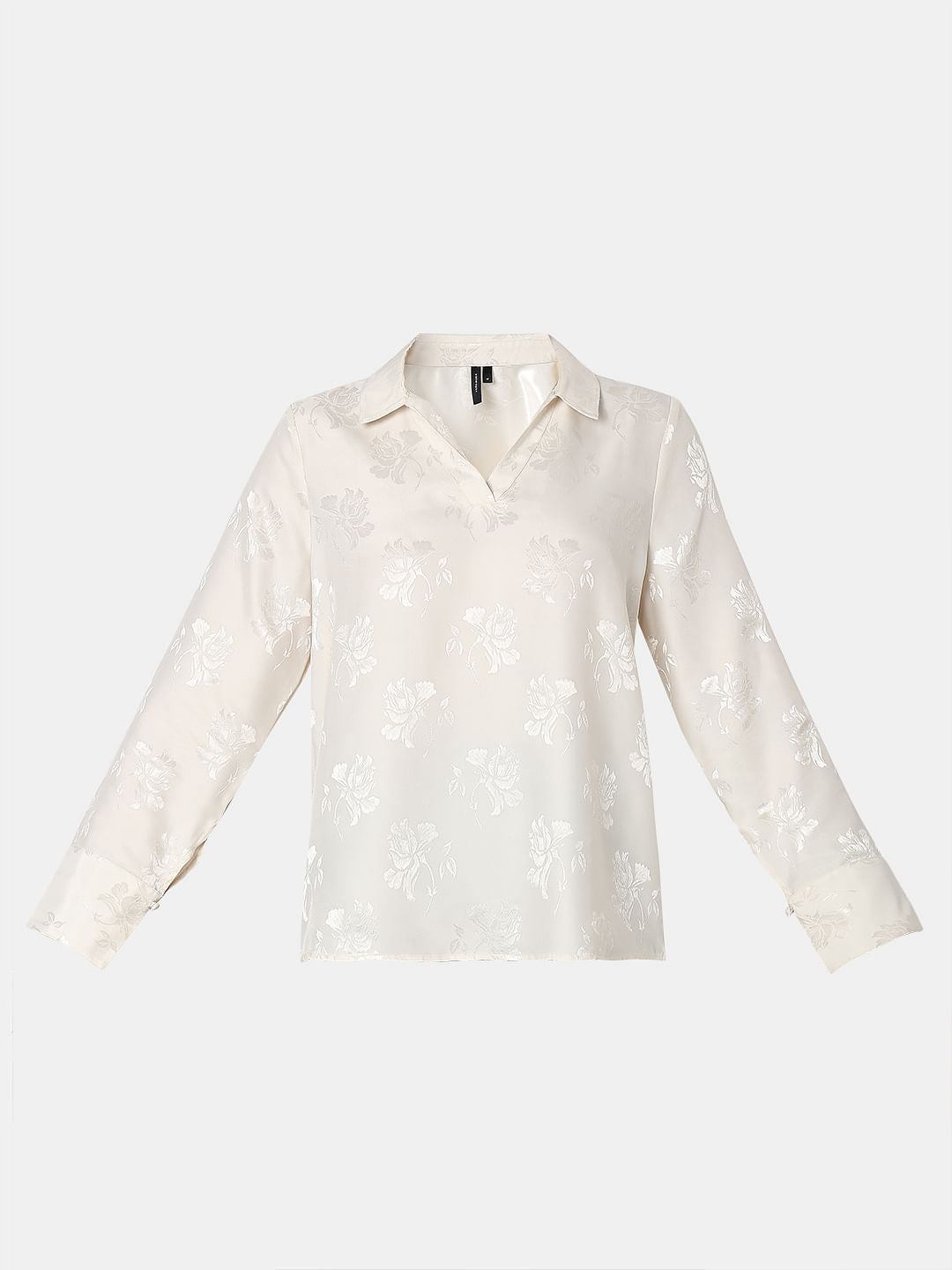 Off-White Satin Jacquard Top